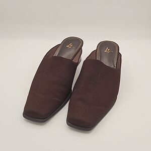 Life Stride Jolie Sable Brown Wedge Heel Mules 7.5 med